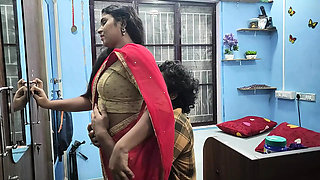 Mallu girl hot red half saree romance and sex with boy friend