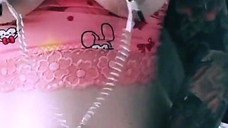 Busty Elizabethhunny Plays with Nipple Clamps & Glass Dildo