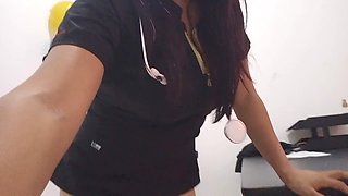 My sexy secretary has a wild side as she plays with her backdoor using a toy