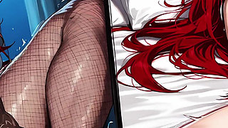 MILF Dominates Hentai Lesbian Frenzy: Red-haired Vixen and Bald Babe's Wet, Wild Ride!