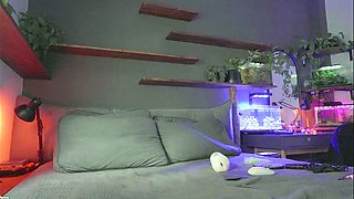 Blond big tits stripper masturbates with toys