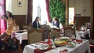 A Classy Slut From Germany Got Double Fucked on the Dinner Table