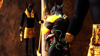 Anubis fucks a hot black girl in the temple in Ancient Egypt