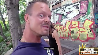Pulled cumthirsty slut drilled outdoor