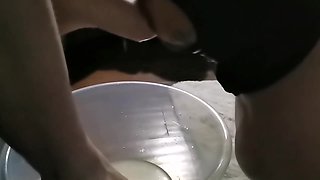 Foot Slave Husband Drinks Milk From Princesss Feet (cum On Feet)