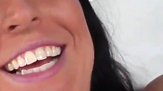 Busty brunette teen Raquel Diamond sucks and fucks cock