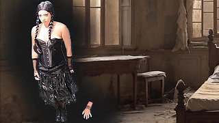 Wednesday Addams is pleased by Thing. cosplay