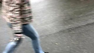 Toilet slut sucking cock