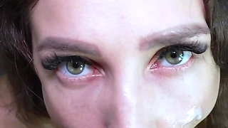 Hot Striptease and Juicy Blowjob with Facial and Cumshot in Mouth