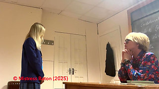 Knicker Cheat Schoolgirl Gets a Caning
