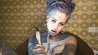 Tattooed Teen testing screw machine with her assfucking - fuck machine, gapes, climax, anal ,goth, punk,alt