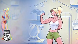 30 Days of Female Muscle Growth Animation - DUPLICATED - Giantess, muscles, massive tits, giant bicep flex