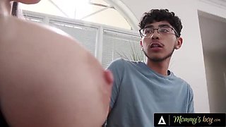 Busty MILF Kenzie Taylor Oils Huge Tits and Titty Fucks Pervert Stepson