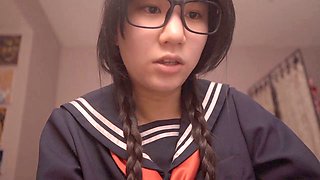 Cute and inexperienced Japanese schoolgirl Alize Zaide in her solo cosplay