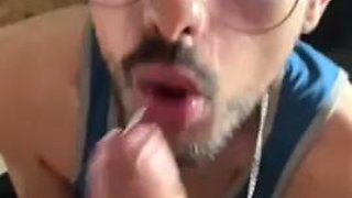 Making my friend cum sucking his dick