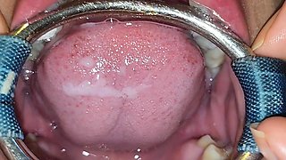 Throat Fuck with Open Mouth Gag and Spit Cum in Mouth