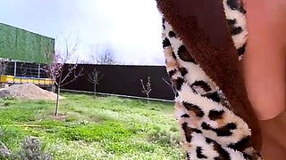 Masturbates from outdoor into house