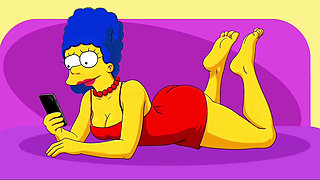 Wife Cheats on Her Husband with a Fitness Trainer. Cartoon. Simpsons Parody