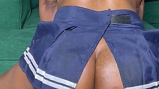 Practicing How I Will Surprise Him for His Birthday with Horny Student Costume.