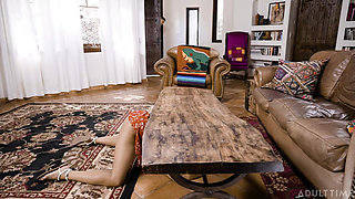 Adult Time - Sexy Kira Noir Gets Stuck Under Table on First Date & Ends up Taking Dick From Behind