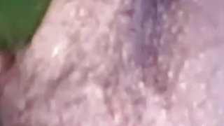 Another hot video call from my hairy stepsister putting cucumber in her pussy