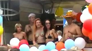 Upskirt fingering at a street fetish festival with plenty of hot scenes