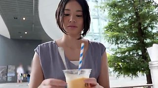 Sexy slim Japanese babe treats herself to a wild threesome
