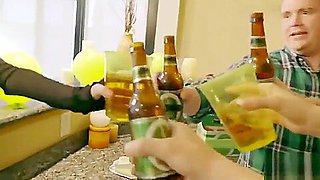 Brother fucks younger sister blonde at party! Group sex with hot college whores!