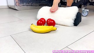 Vegetable games during foot fetish porn with a student