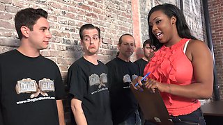 Ebony beauty Lisa Tiffian gets her pussy smashed by bbc in a gangbang