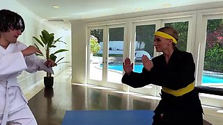 Judo then hot titty fucking of slutty housewife