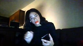 Tattood shemale tranny plays with ass during masturbation