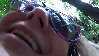 Two horny Italian whores shares a cock at the park