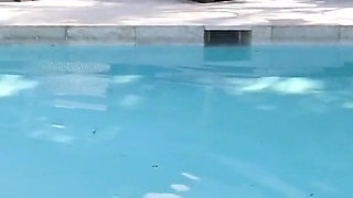Horny ginger Ruby Red fucks her swim instructor by the pool