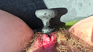 Clit Pumping Squirting and Pissing Myself in the Car.