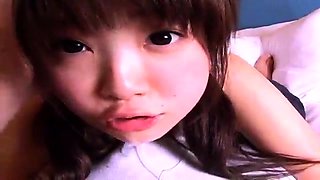 Japanese schoolgirl gives a pov blowjob