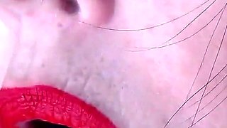 Red Lipstick Application Duck Lips Hot Smoking MILF