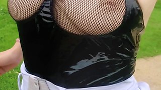 Buttplug and Mini Sexy Skirt in Public Park