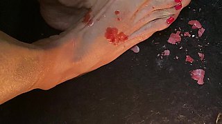 Really Nice Tiny Feet with Red Long Toes with Candle Wax