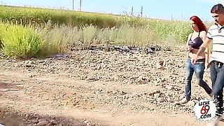 Redhead Teen 18+ With Glasses Gets Fucked Outside