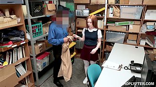 British red haired teen Ella Hughes gets her pussy punished for shoplifting