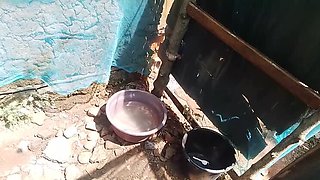 Hot African Ebony Girl Gets Soapy Outdoor Shower Fuck