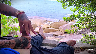 Handjob Surprise Ejaculation on the Beach