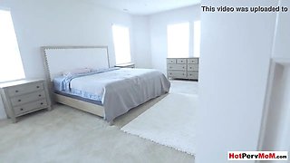 Putting remote controlled vibrator into stepmom panties