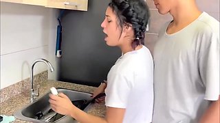 Stepsis' Wild Encounter: A Passionate Ride on the Kitchen Counter