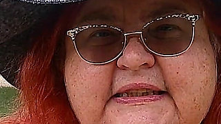 Nurse Vicki Smoking in the Park on a Bench All Dressed up