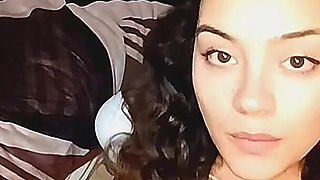 Sexy Latina Girl on Her Knees Asking You to Fill Her Mouth with Milk