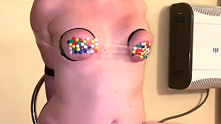 Tits bdsm with bondage, slapping, thumbtacks