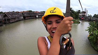 Zipline fun and hot sex at home after