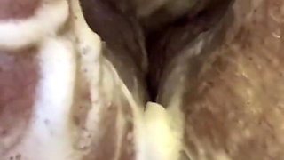 Bbwbootyful having a bath soaping my fat hair pussy